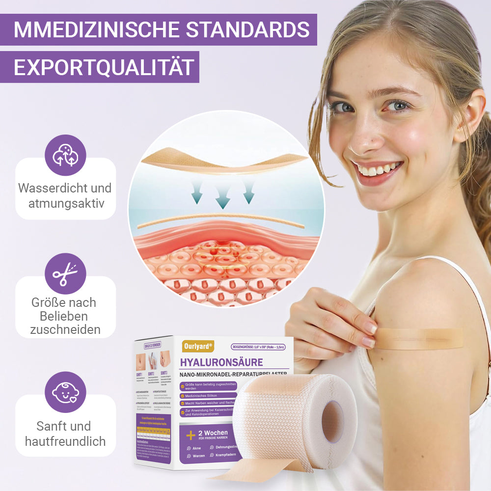 ✅Offizieller Shop |Ourlyard® Hyaluronsäure-Nano-Mikronadel-Reparaturpflaster🦅☑️(Behandlung von alten und neuen Narben, Reduktion von Operationsnarben, Dehnungsstreifen, Keloiden, Akne, Verbrennungen, Warzen, Hautverletzungen und Krampfadern.)