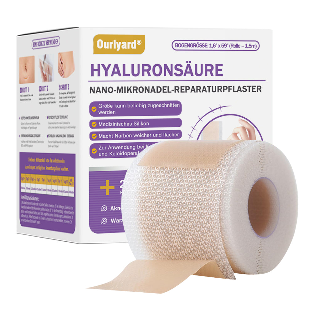 ✅Offizieller Shop |Ourlyard® Hyaluronsäure-Nano-Mikronadel-Reparaturpflaster🦅☑️(Behandlung von alten und neuen Narben, Reduktion von Operationsnarben, Dehnungsstreifen, Keloiden, Akne, Verbrennungen, Warzen, Hautverletzungen und Krampfadern.)